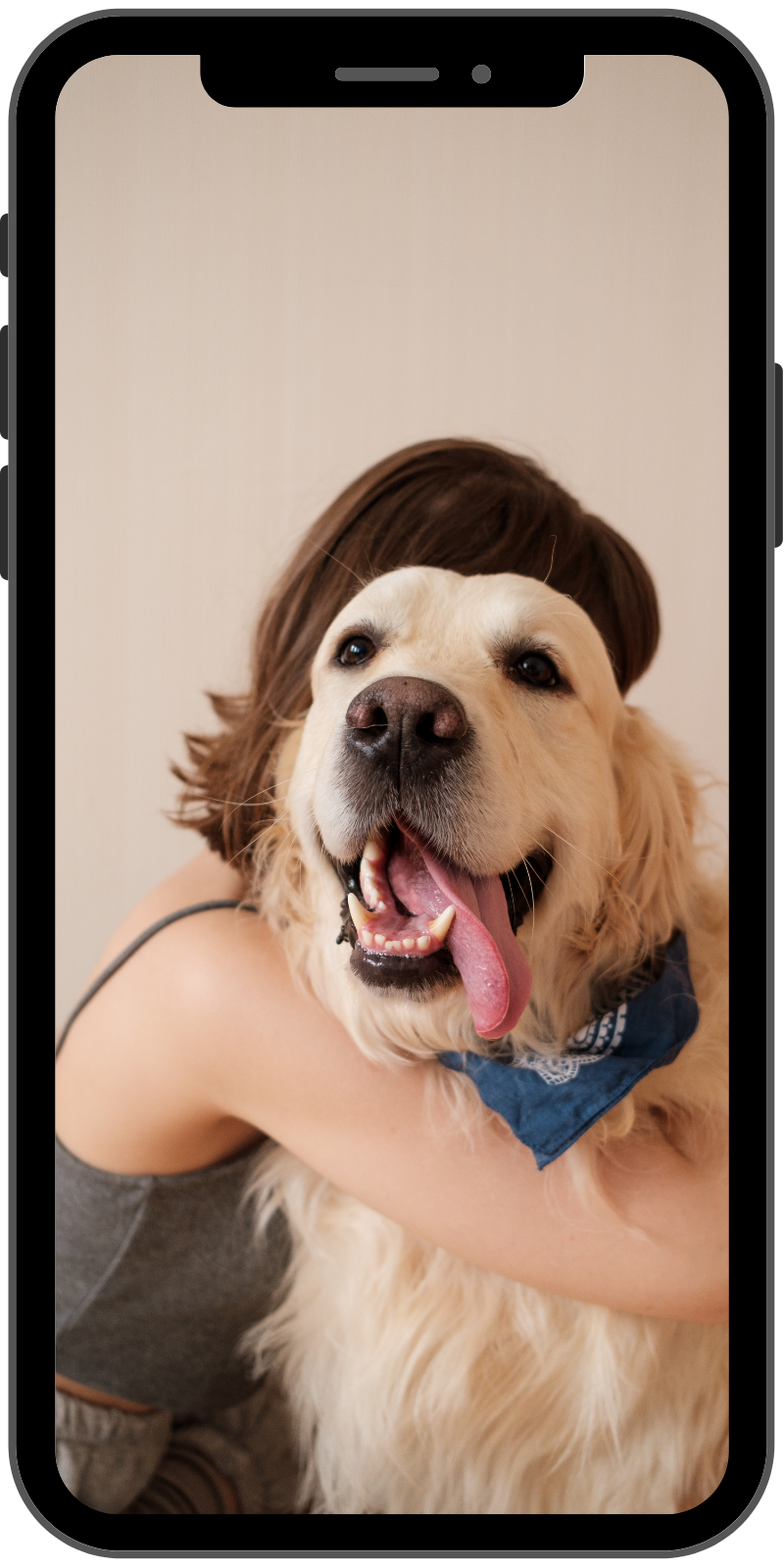 Hund mit Frauchen auf Smartphone - Kleintierpraxis Seeburg - Onlineberatung per WhatsApp auf futtermittelallergie.online